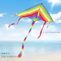 彩虹风筝带线轮套装 潍坊小卡通初学者大型成人 微风易飞儿童新款创意 三维工匠 彩虹+绿色700米水晶镂空线轮