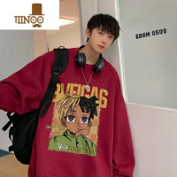 YANXU男装圆领卫衣港风美式复古新款韩版宽松百搭加绒潮牌