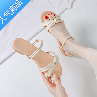 SUNTEK凉拖女2023年新款时尚夏外穿仙女小清新低跟软底两穿拖鞋平底凉鞋