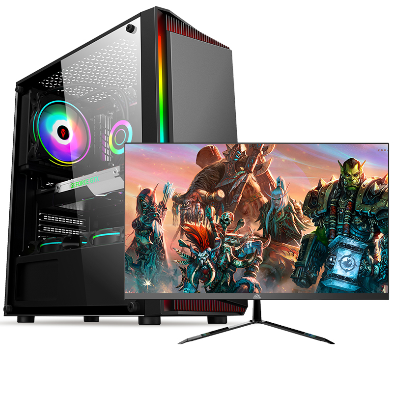 铭能 i9级十核E5-2670V2/AMD 4G独显/32G内存/512G固态 台式电脑 DIY组装机 台式机 电脑主机 组装电脑家用办公商务学生网课游戏电脑台式主机+21.5英寸