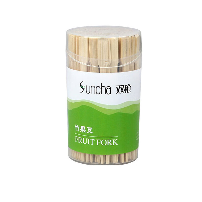 鲁宝(LUBAO) 一次性水果叉家用水果签竹制竹子叉叉甜品叉点心叉子 2罐200支
