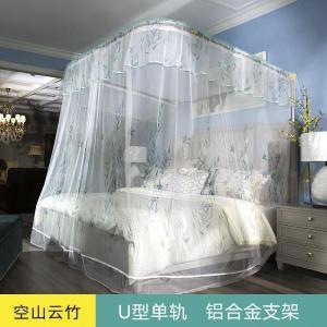 家柏饰(CORATED)u型轨道导轨蚊帐1.8m床家用加密加厚不锈钢纹账落地加粗支架1.5米