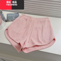YIBUSHENG韩雨嘉条纹抽绳高腰短裤女季高腰百搭休闲裤修身显瘦直筒裤子