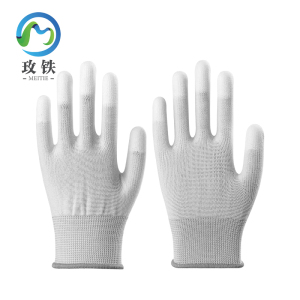 玫铁 PU浸胶涂指防静电碳纤维手套 L码 双