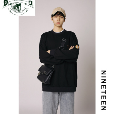 HLCOMAN十九秋/2021春季新款圆领男女套头青少年宽松学生情侣卫衣潮流薄卫衣