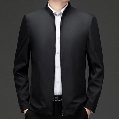 春秋装立领男式夹克衫新款中年商务休闲百搭男装爸爸装夹克男