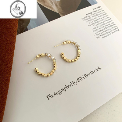 JiMi气质轻奢高级感闪钻碎银子耳环简约百搭耳圈耳扣个性小众设计耳饰