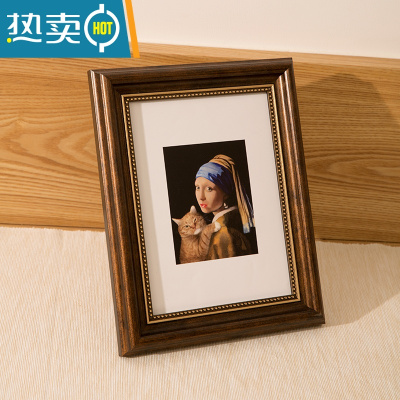 敬平创意美式复古画框外框7寸8寸10寸12寸挂墙洗照片加相框摆台竖横 复古咖啡 A4摆桌+挂墙[21*29.7]