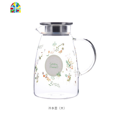 家用玻璃凉水壶耐热高温晾白开水杯冷水壶套装茶壶夏天大容量扎壶 FENGHOU 小号沐风水壶1.5L+4*大把杯