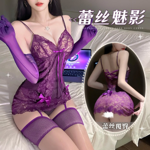 霏慕热浪翻涌深V透视睡裙吊带包臀短裙性感情趣内衣午夜魅力床上衣服7801