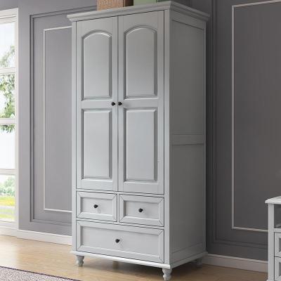 美式衣柜全实木卧室简约经济型三四两五家用组装衣橱柜子