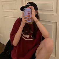 含棉宽松显瘦中长款字母印花短袖T恤女装夏季新款宽松BF风上衣潮