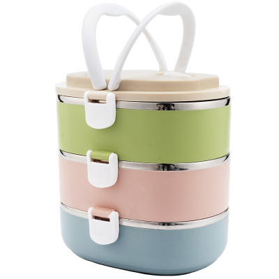 家柏饰(CORATED)金属饭盒304食品级多层保温桶茶具学生三层分隔型送饭便当盒上班族