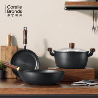 康宁(Corelle Brands)零涂层铁锅三件套 炒锅32/煎锅24/汤锅24CM