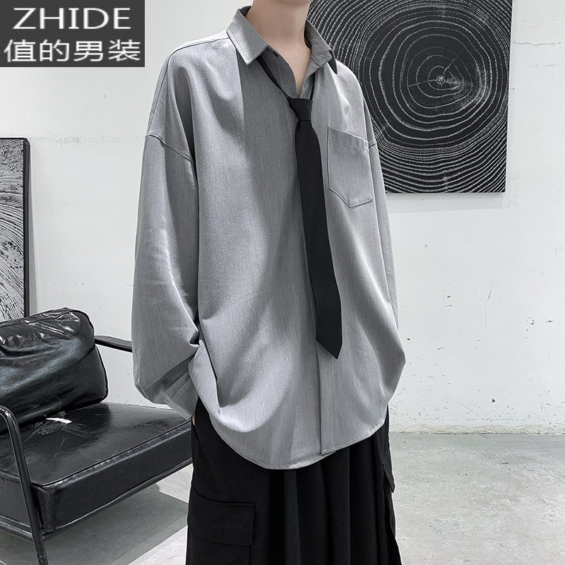 suntekdk制服百搭衬衫男设计感小众上衣禁欲系仙轻熟风气男装长袖jk