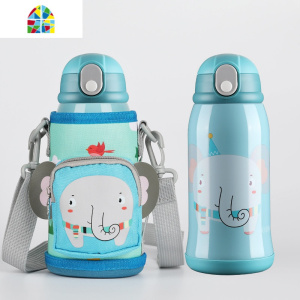 儿童保温杯带吸管男女两用水壶小学生婴儿防摔宝宝幼儿园便携水杯 FENGHOU 蝙蝠侠超人[无缝316]一杯四盖