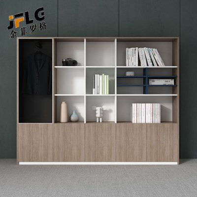 金菲罗格 轻奢办公室背景柜大气木质双开门书柜
