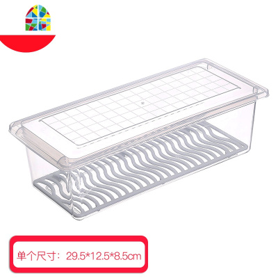 日式冰箱长方形塑料透明面条海鲜盒厨房食物整理收纳可沥水保鲜盒 FENGHOU