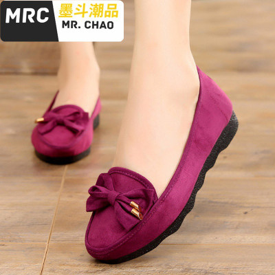 布鞋女平跟大码女鞋41-43码妈妈鞋加肥加大百搭豆豆鞋墨斗潮品休闲鞋