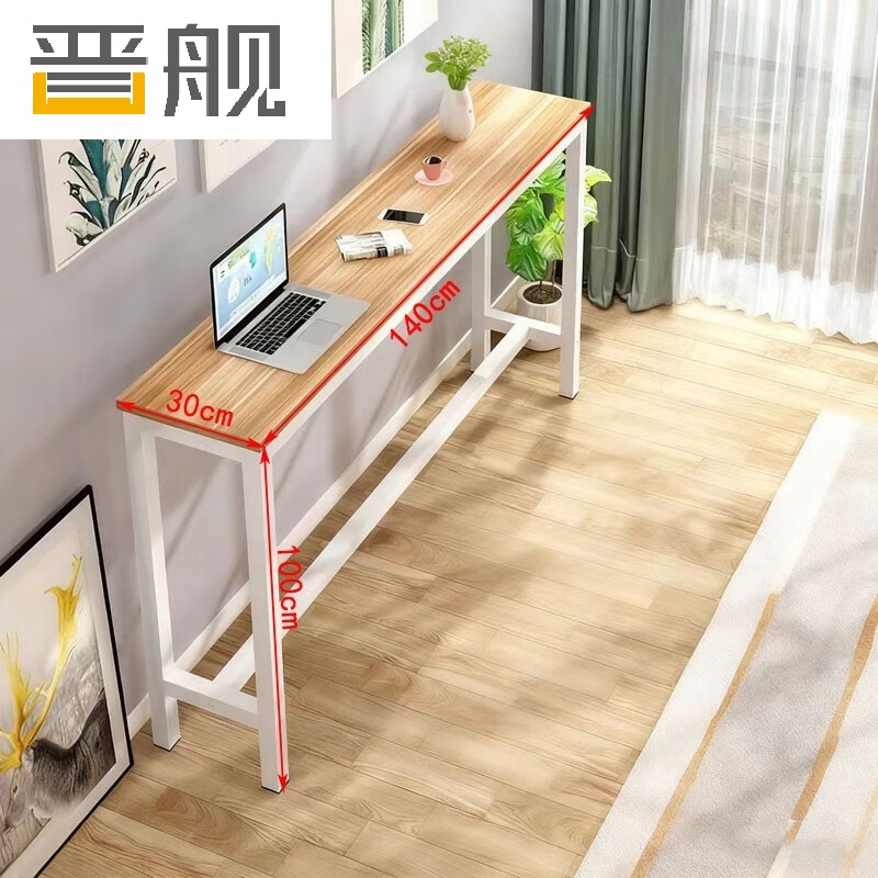 晋舰家用吧台奶茶店高脚桌靠墙商用长条桌酒吧台桌椅组合140*30*100单桌