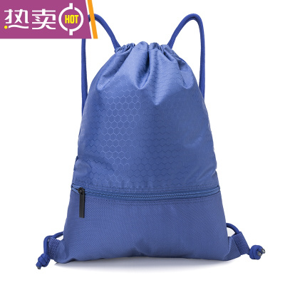 NEWLAKE运动防水牛津布束口袋定制印LOGO双肩包大容量拉抽绳男女小背包袋蓝色大号