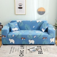 沙发套懒人简约沙发套罩四季通用全包卐能套罩全盖布艺 树叶白熊[送抱枕套] M码(沙发长145-185cm适用于双人沙发)