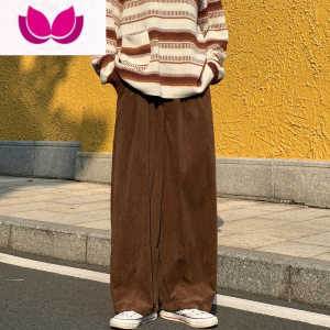七斓日系复古ins潮牌灯芯绒宽松阔腿裤子男高街港风工装直筒休闲长裤
