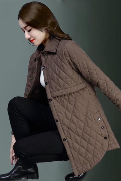 迪鲁奥（DILUAO)加外套女秋冬加厚衣妈妈冬装中长款显瘦夹女装冬天袄