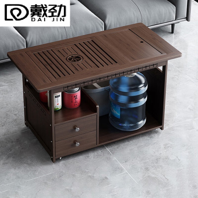 戴劲 移动茶台家用竹木小茶桌烧水壶一体简约现代功夫茶几 80长带盖板