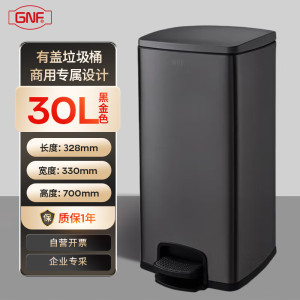 GNF垃圾桶30L不锈钢垃圾桶带盖室内酒店客厅家用卫生间内外双桶翻盖轻音缓降脚踩式轻音缓降商用方形桶