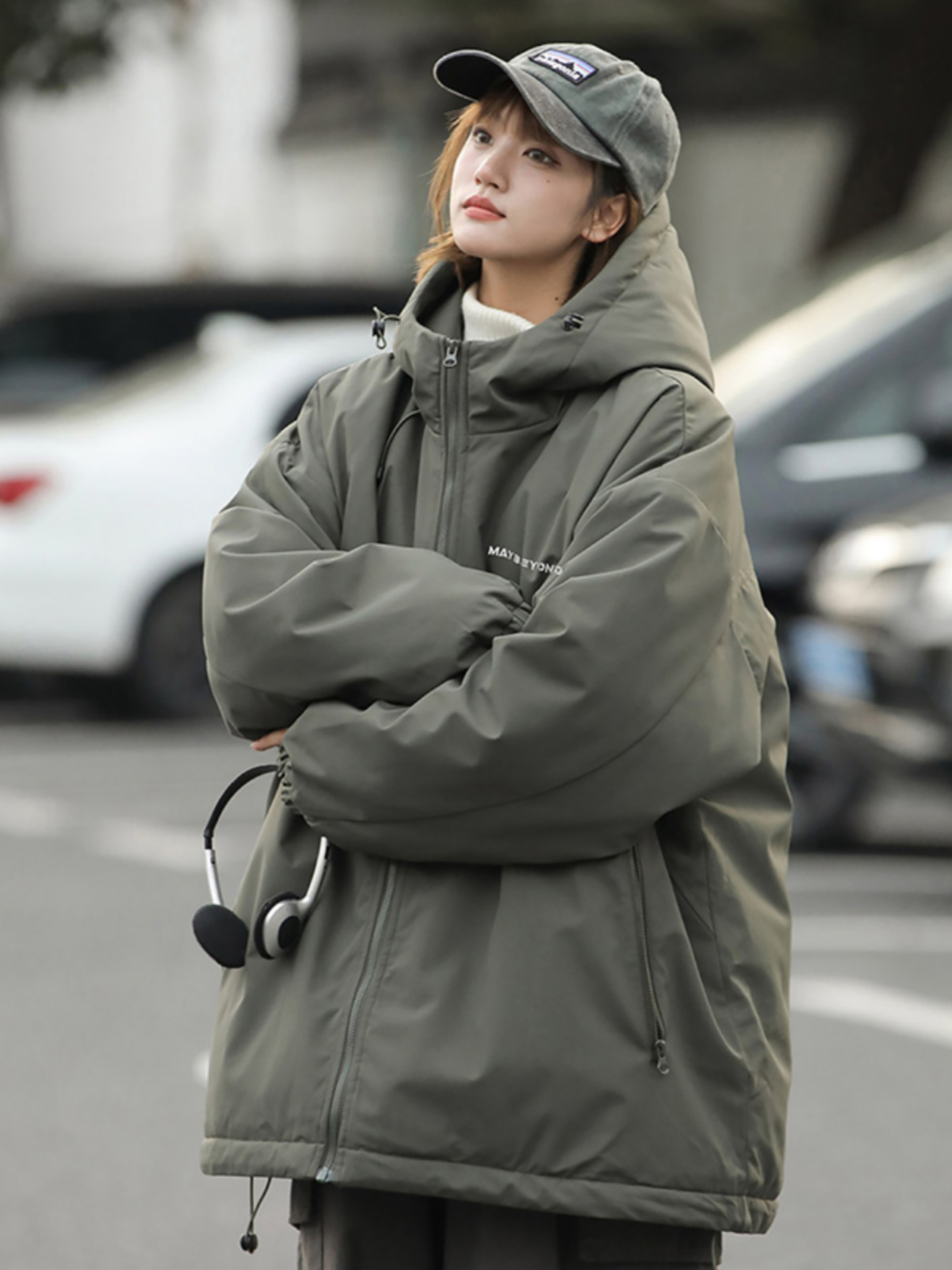 啄木鸟棉服冬季加厚新款宽松连帽工装棉衣美式潮牌棉袄冲锋衣外套