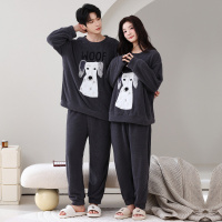 情侣睡衣女款春秋冬季珊瑚绒加厚加绒保暖一男士一女士家居服套装