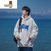 YANXU 420g连帽卫衣男秋季潮牌日系Cityboy印花套头衫