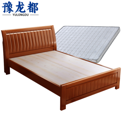 豫龙都单人床+床垫实木套