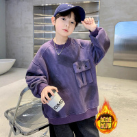 男童加绒卫衣秋冬款新款男孩上衣一体绒打底衫儿童加厚衣服潮