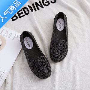 SUNTEK夏季白色塑料凉鞋女护士鞋妈妈鞋软底平底透气工作镂空包头洞洞鞋