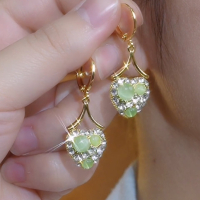 轻奢绿色猫眼石爱心耳环女简约百搭耳扣高级感甜美气质新款耳饰潮送女朋友老婆情人节七夕生日礼物