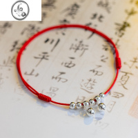 JiMi铃铛脚链女红绳带铃铛有声音水音性感简约银古风学生森系手工编织