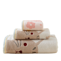 伊伊爱 全棉色织猫咪方巾