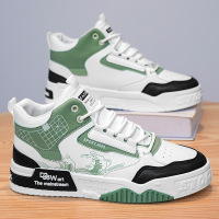 秋季高帮新款透气经典卡通拼色休闲鞋韩版潮流百搭青年男士板鞋