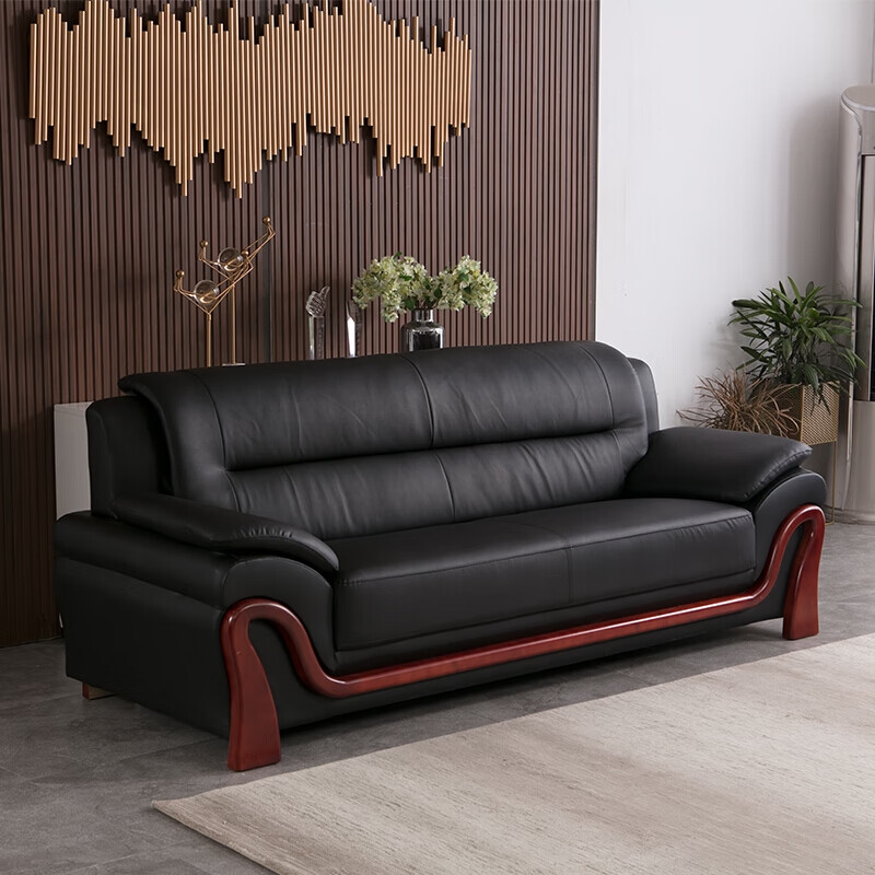 鑫金虎(XIN JIN HU)办公沙发中式简约商务会客西皮三人位沙发2250*900*900mm