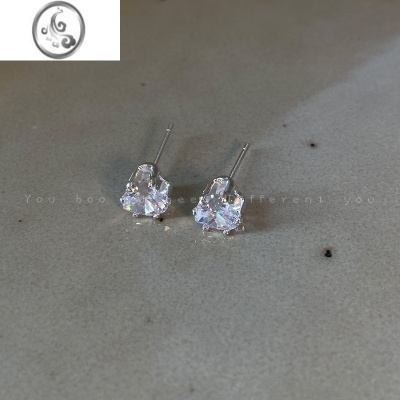 JiMi睡觉不用摘!超闪爱心锆石耳钉女小巧迷你养耳洞耳环简约高级耳饰