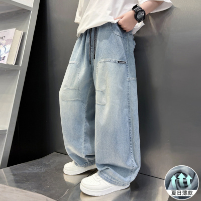 儿童装男童夏装裤子2026新款男孩夏款薄款防蚊裤中大童夏季牛仔裤