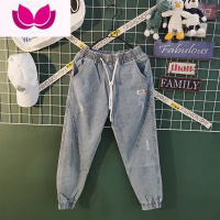 七斓新款束脚牛仔裤男潮牌宽松大码韩版潮流修身小脚九分哈伦裤子