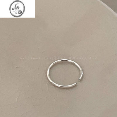 JiMi925银素圈戒指女简约冷淡风ins潮小众设计感开口食指戒不掉色尾戒
