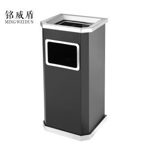 铭威盾不锈钢垃圾桶烟蒂柱灭烟桶带烟灰缸室外电梯口立式黑色靠墙氏侧开口