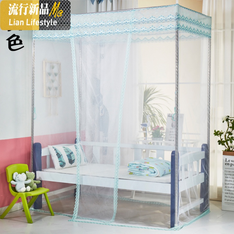 落地式儿童蚊帐男孩1米0.8m单人拼床方顶0.9m宫廷公主蚊帐1.35米 三维工匠