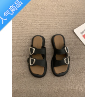 SUNTEK韩版简约凉拖一字拖鞋女鞋子外穿2023新款夏季厚底踩屎感小众凉鞋