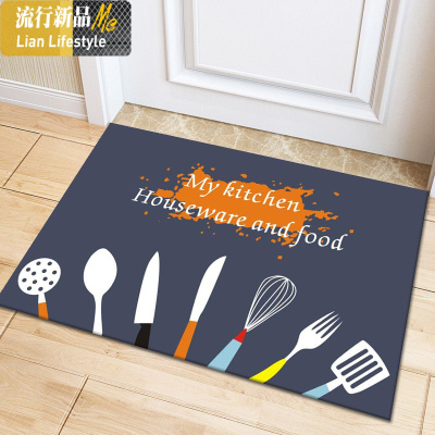 ins网红厨房地垫长条防滑防水防油垫子免洗家用耐脏脚垫北欧地毯 三维工匠