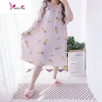 夏超肥特大码胖MM文艺花朵睡裙无袖连衣裙超薄人棉绸绵绸300斤200FISHBASKET